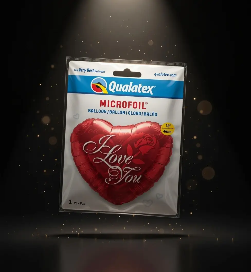 a pack of heart-shaped foil balloons romantic design