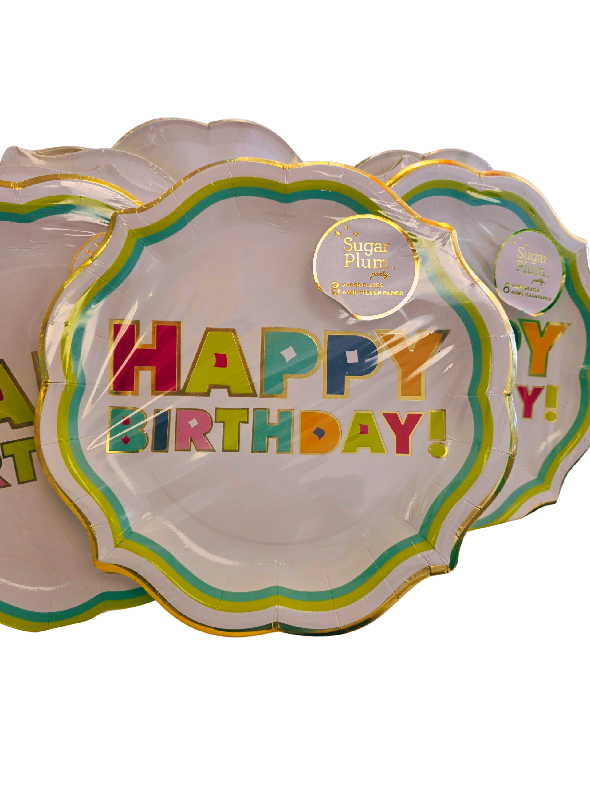 GOLD LINED HAPPY BIRTHDAY DINNER PLATES 8ct