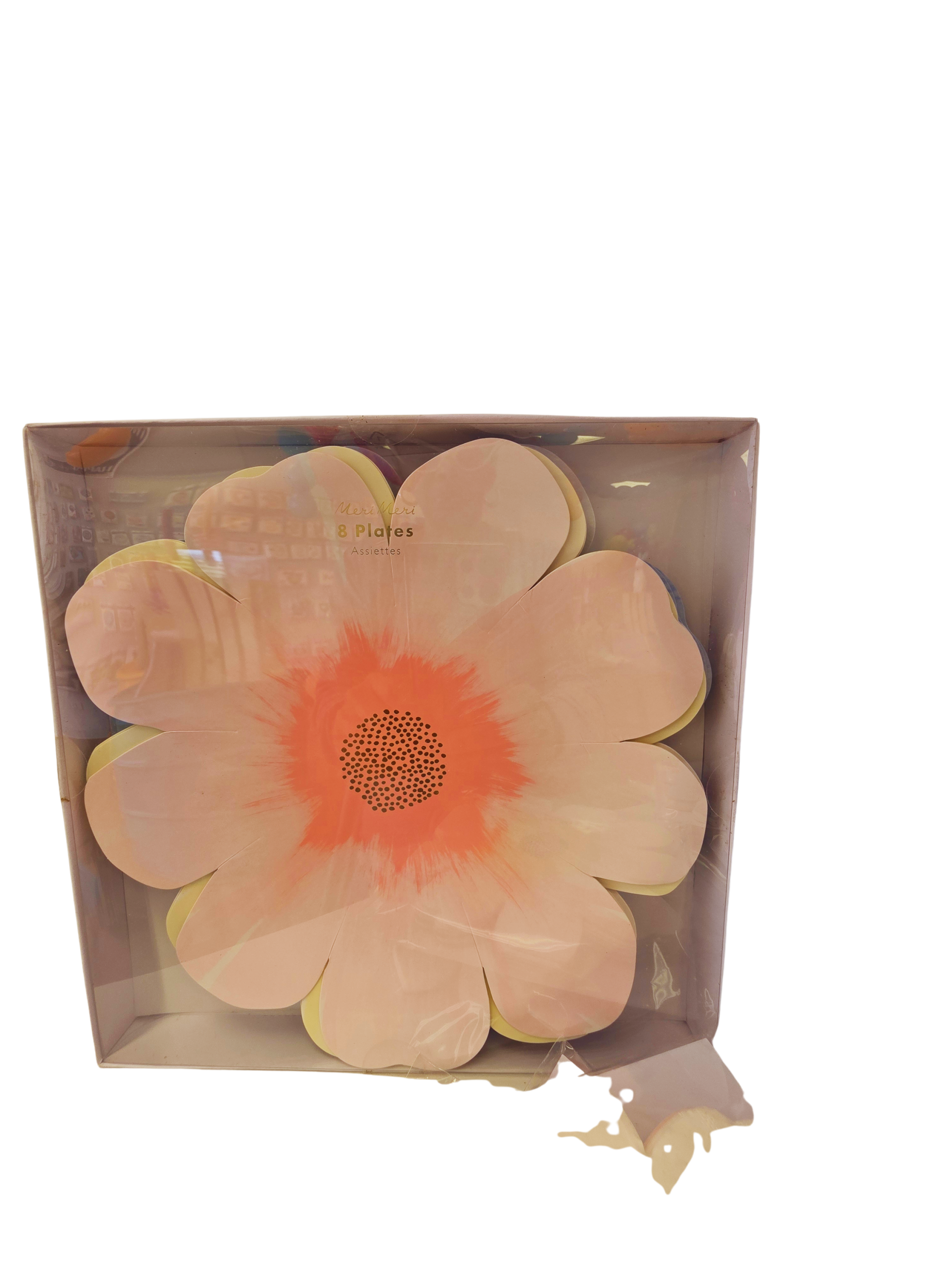 FLOWER SHAPED DINNER PLATES MULTI COLORED 8ct