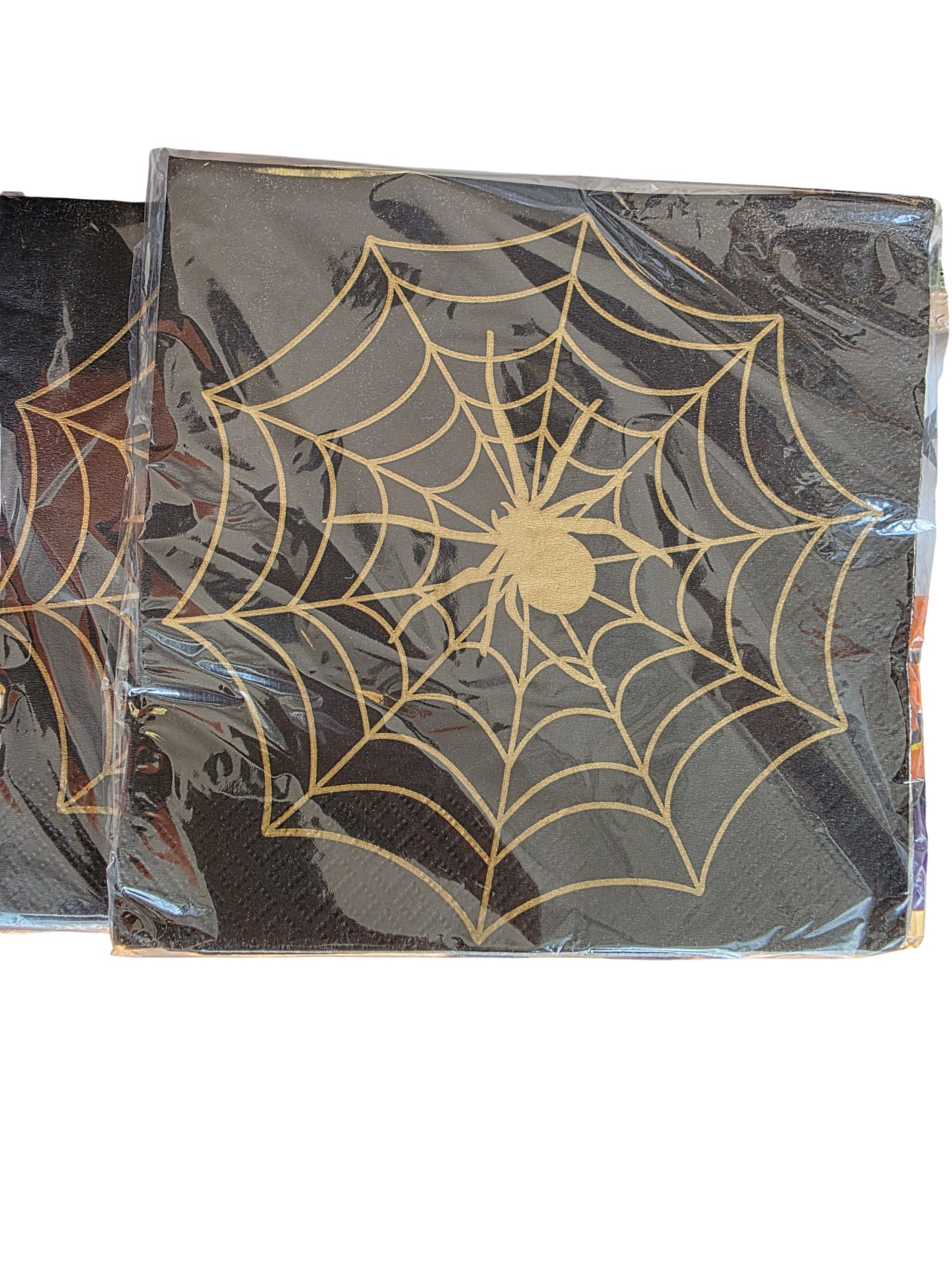 BLK/GOLD SPIDER NAPKINS 16ct