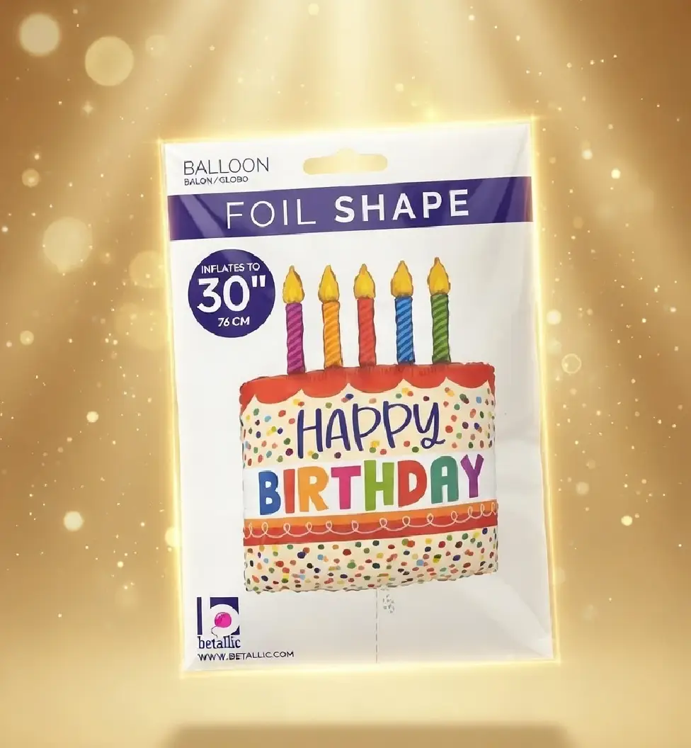Betallic Birthday Cake Bright Candles Foil Balloon