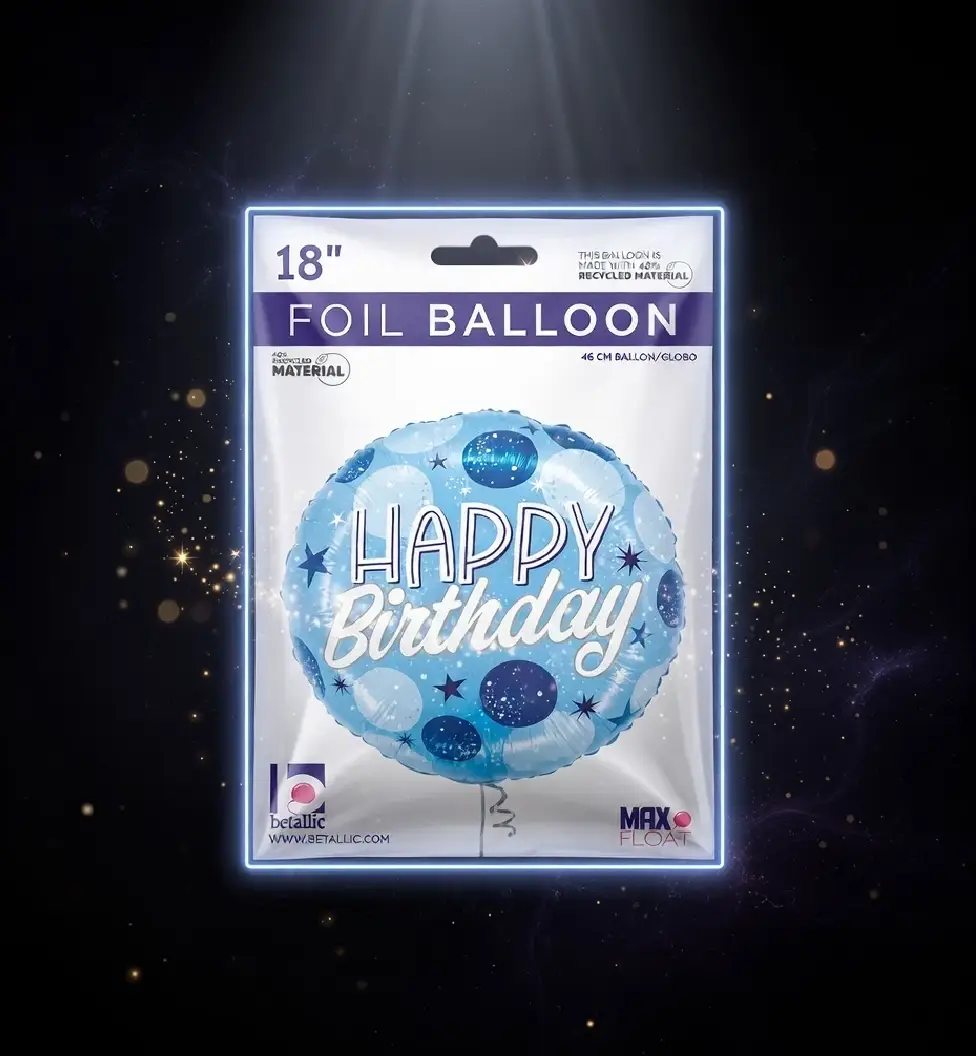 Betallic Birthday Blue Sparkle Round Foil Balloon