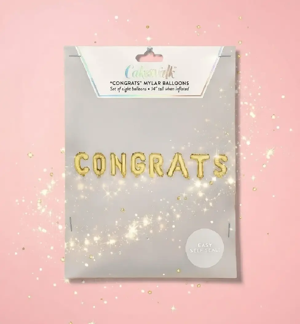 Congrats Balloon Banner in Gold