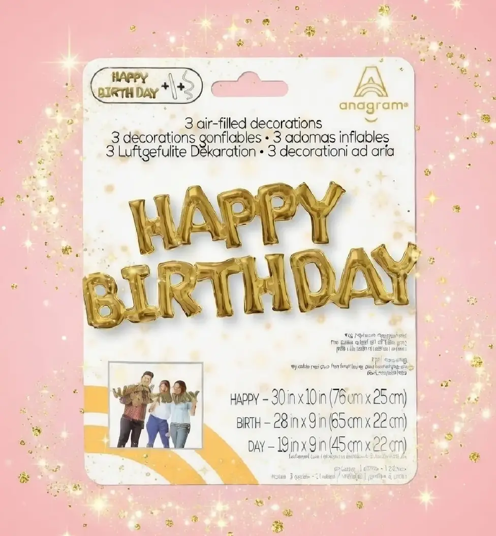 Happy Birthday Phrase, Gold